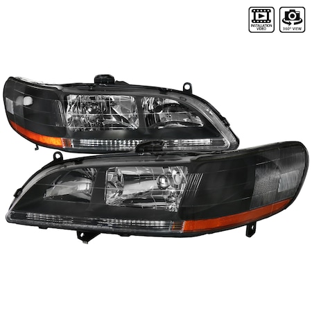 Spec-D Tuning 98-02 Honda Accord Crystal Housing Headlights Black, 2LH-ACD98JM-RS 2LH-ACD98JM-RS